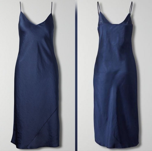 🇨🇦 Aritzia Wilfred Admiral Navy Blue Only Slip Dress - Picture 11 of 16